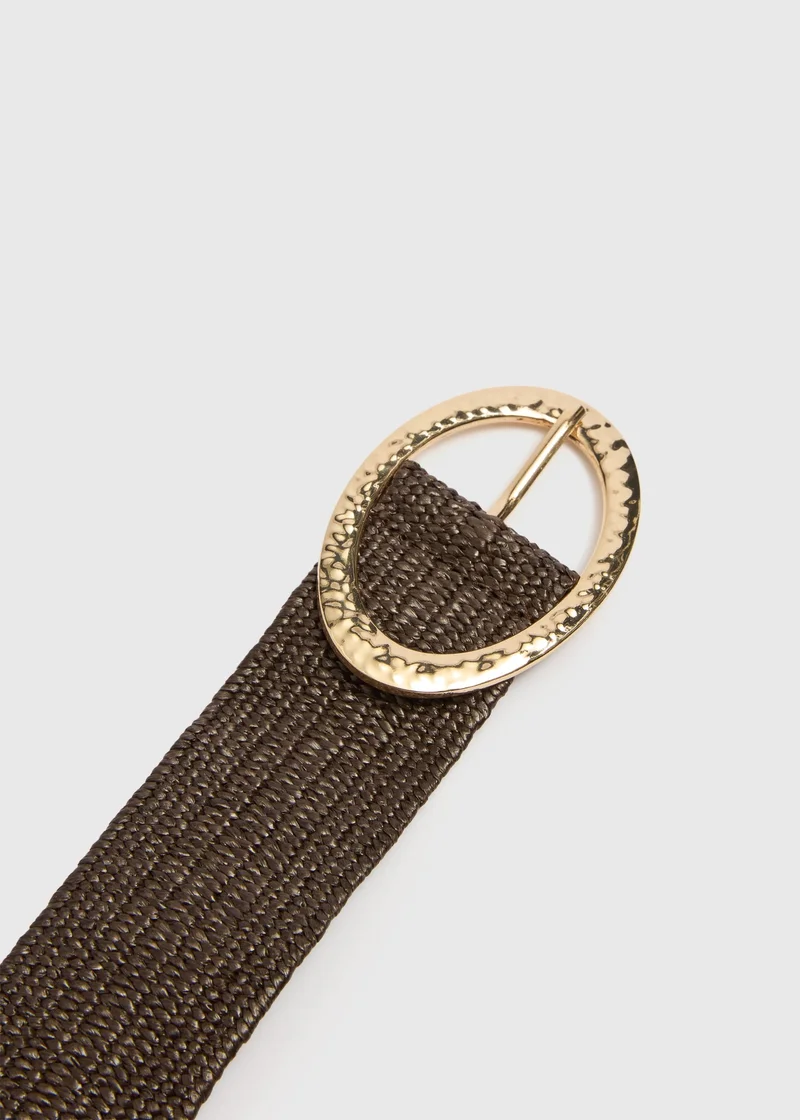 ماتلان Chocolate Brown Raffia Belt